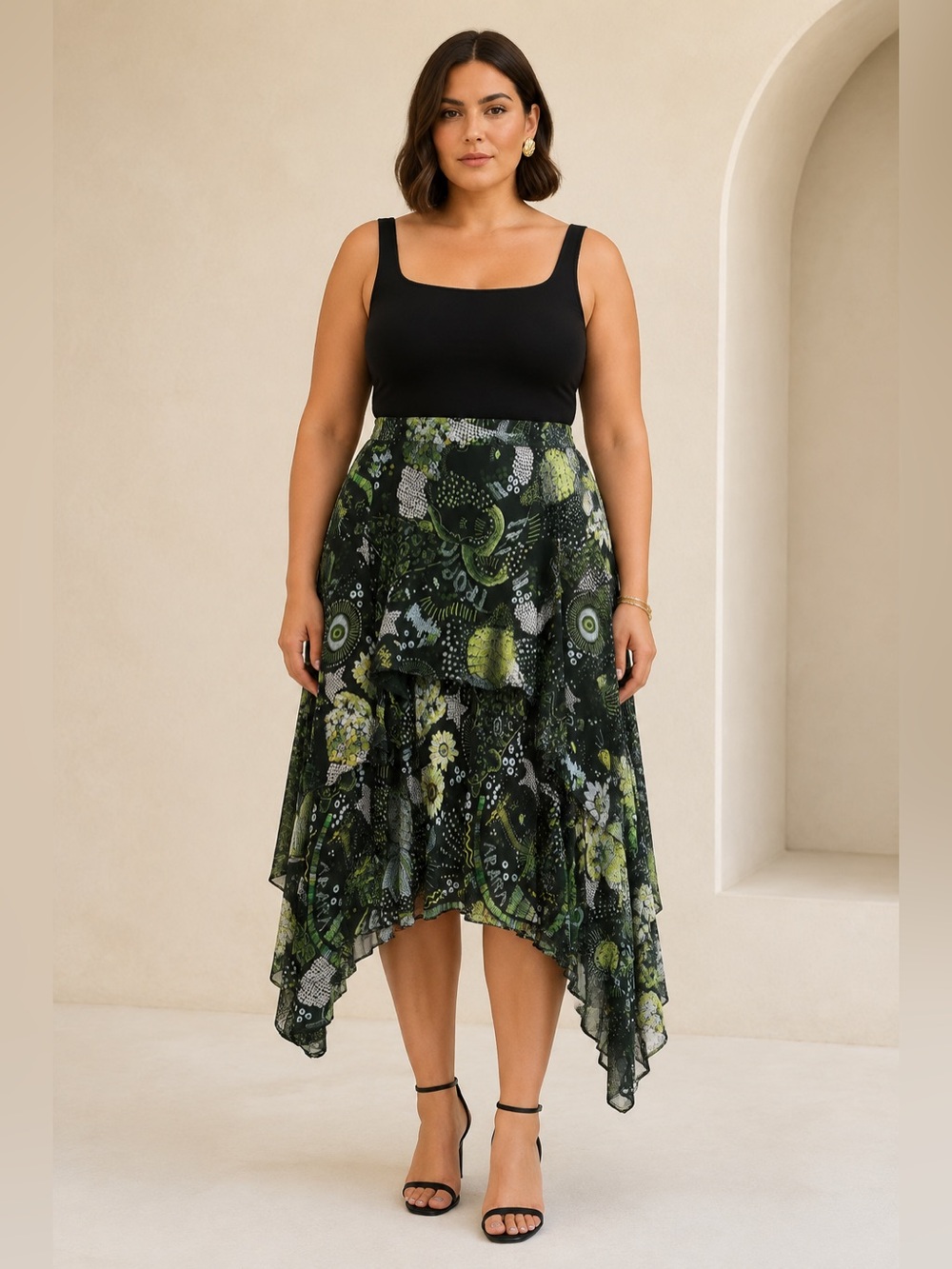 FARM Rio | Multicolor Animal Print Asymmetrical Handkerchief Skirt - Size XL